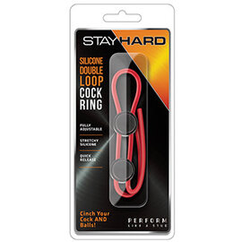 BLUSH STAY HARD COCK RING DOUBLE LOOP SILICONE RED