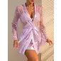 "O" HEAVENS "O" HEAVENS NIGHTIE SILK WITH LACE ROBE PURPLE