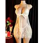 "O" HEAVENS BABYDOLL & THONG LACE WHITE ONE SIZE
