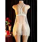 "O" HEAVENS BABYDOLL & THONG LACE WHITE ONE SIZE