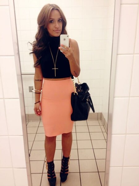 "O" HEAVENS PENCIL SKIRT CORAL SMALL/MEDIUM