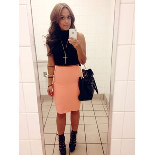 "O" HEAVENS PENCIL SKIRT CORAL SMALL/MEDIUM