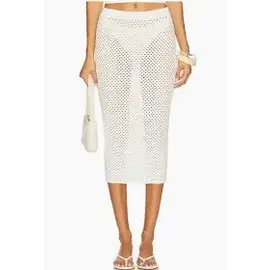 "O" HEAVENS "OH" SKIRT KNIT SWIM COVER WHITE S//M