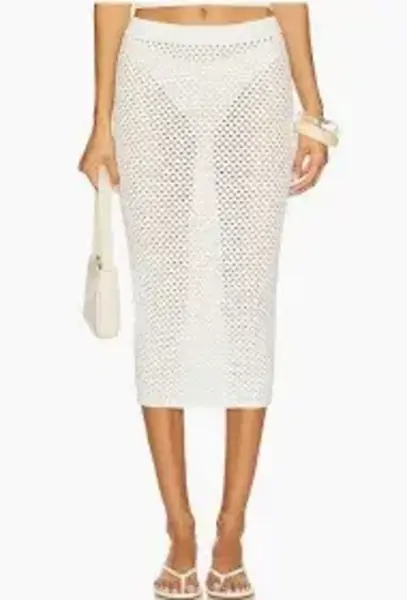 "O" HEAVENS SKIRT KNIT SWIM COVER WHITE SMALL/MEDIUM