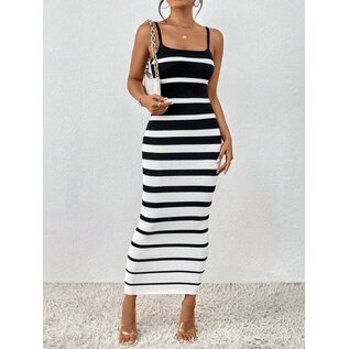 "O" HEAVENS DRESS MAXI BLACK & WHITE MEDIUM