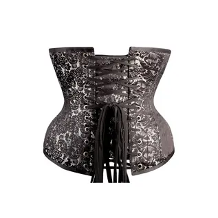 "OH" CORSET UNDER BUST FLORAL PRINT BLACK/SILVER O/S