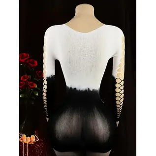 "O" HEAVENS "O" HEAVENS DRESS LONG SLEEVE CUT OUT FRONT WHITE & BLACK O/S