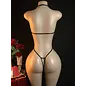 "O" HEAVENS TEDDY STRING & CHAINS WET LOOK BLACK O/S