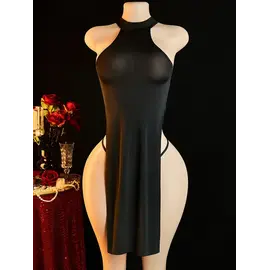 "O" HEAVENS "O" HEAVENS DRESS SIDE SLITS O RING OPEN BACK WITH THONG O/S