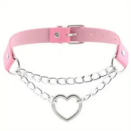 "O" HEAVENS "OH" CHOKER COLLAR HEART CHARM PINK