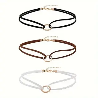 "OH" DOUBLE LAYER CIRCLE VELVET ROPE CHOKER VARIOUS