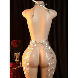 "O" HEAVENS "O" HEAVENS DRESS SEQUINED HALTER SILVER ONE SIZE