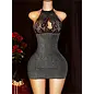 "O" HEAVENS "O" HEAVENS DRESS LACE TOP SHIMMER W/THONG BLACK O/S