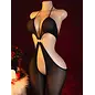 "O" HEAVENS "O" HEAVENS BODYSTOCKING SHEER CROTCHLESS WITH O RING BLACK 0/S