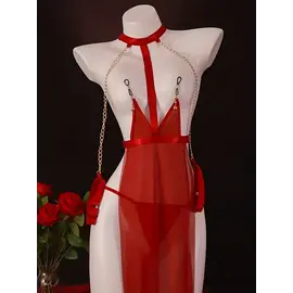 "O" HEAVENS "O" HEAVENS DRESS BDSM SHEER SIDE SLITS WITH THONG