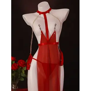 "O" HEAVENS "O" HEAVENS DRESS BDSM SHEER SIDE SLITS WITH THONG