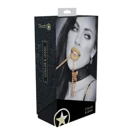 SHOTS OUCH! COLLAR & LEASH INTERNATIONAL ROME COLLECTION BLACK