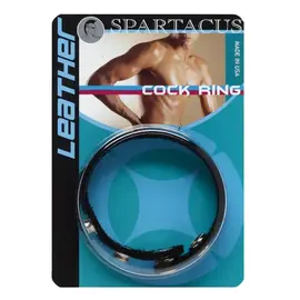 SPARTACUS SPARTACUS  COCK RING WITH SNAPS LEATHER BLACK
