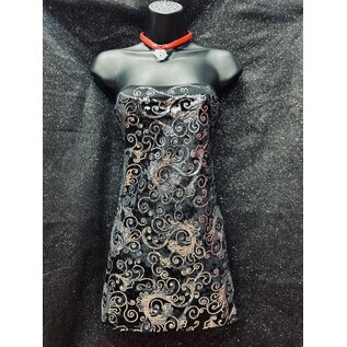 MINOR CREATIONS MC DRESS SILVER SEQUIN SWIRL RHINESTONE TUBE  WITH THONG O/S