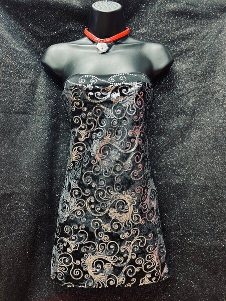 MINOR CREATIONS DRESS & THONG SEQUIN SWIRL RHINESTONE ONE SIZE