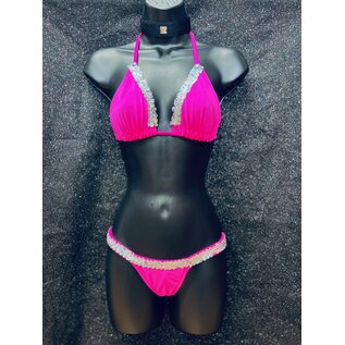 MINOR CREATIONS TRI-TOP, BUTTERFLY THONG WITH SEQUIN TRIM O/S PINK/SILVER