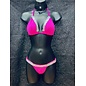 MINOR CREATIONS TRI-TOP, BUTTERFLY THONG WITH SEQUIN TRIM O/S PINK/SILVER