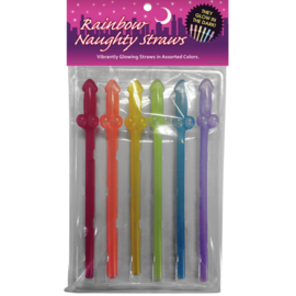NAUGHTY RAINBOW PENIS STRAWS 6 PACK