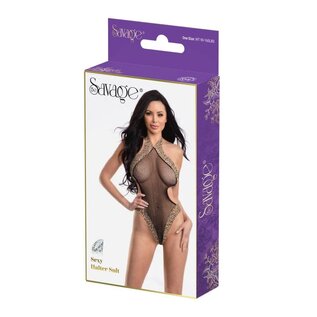 SAVAGE SAVAGE SEXY FISHNET BODYSUIT LEOPARD O/S