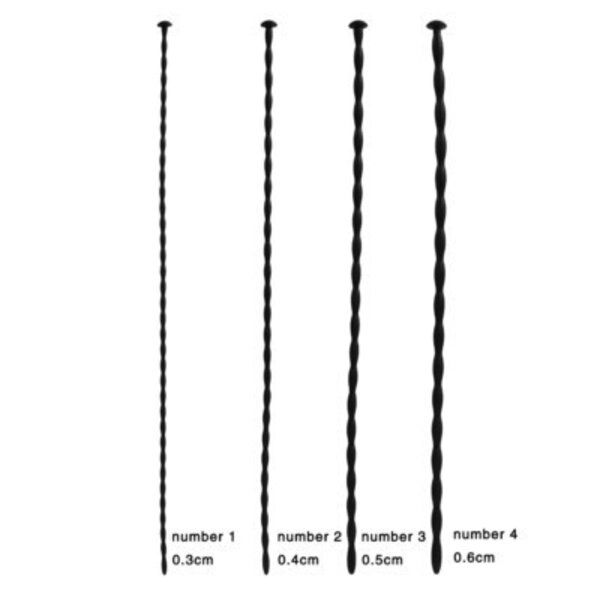 "O" HEAVENS SOUNDING ROD SET SILICONE 4 PC .3–.6 CM BLACK
