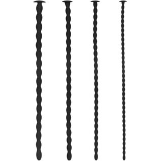 "O" HEAVENS SOUNDING ROD SET SILICONE 4 PC .7–1.0 CM BLACK