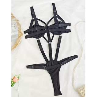 "O" HEAVENS "O" HEAVENS BODYSUIT BACKLESS ADJUSTABLE BLACK LARGE