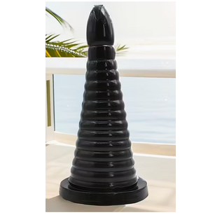 XR ANAL PLUG GIANT CONE RIBBED BLACK