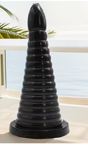 XR ANAL PLUG GIANT CONE RIBBED BLACK