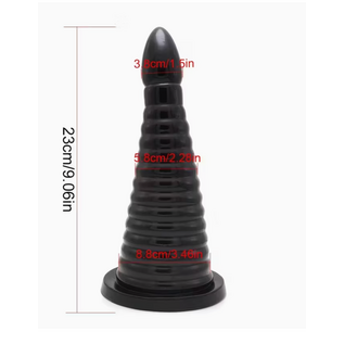XR ANAL PLUG GIANT CONE RIBBED BLACK