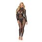 DREAMGIRL DREAM GIRL BODYSTOCKING LONG SLEEVE FISHNET ONE SIZE