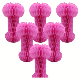 "O" HEAVENS DECORATION "OH" PARTY BALL POM POM PENIS PINK EACH