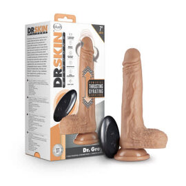 BLUSH VIBE DILDO/BALLS DR SKIN DR GREY THRUSTING/REMOTE 7" MOCHA