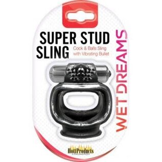 HOTT PRODUCTS WET DREAMS SUPER STUD SLING COCK RING BLACK