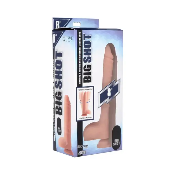 XR DILDO BIG SHOT ROTATING VIBE W/REMOTE LIGHT 8"