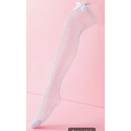 "O" HEAVENS "OH" THIGH HIGH FISHNET WITH SATIN BOW O/S