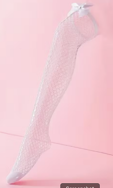 "O" HEAVENS THIGH HIGH NET WITH SATIN BOW ONE SIZE