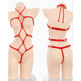 "O" HEAVENS BODYSUIT HOLLOW OUT ROPE BOUND