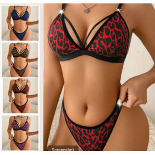 "O" HEAVENS BRA & PANTY LEOPARD PRINT LG