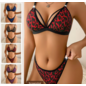 "O" HEAVENS "OH" WOMENS BRA AND PANTY LEOPARD PRINT LARGE