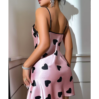 "O" HEAVENS CAMI "OH" FESTIVE HEARTS PINK/BLACK