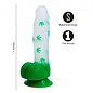 MAIA DILDO/BALLS MAIA LEIF 420 POT LEAF PRINT SILICONE  7"