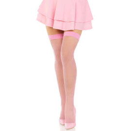 THIGH HIGH LEG AVE FISHNET PINK OS