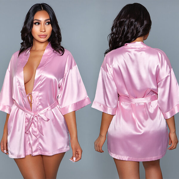 BE WICKED ROBE SATIN PINK 3X
