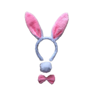 "O" HEAVENS COSTUME BUNNY SET 3 PIECE BENDY EARS WHITE ONE SIZE