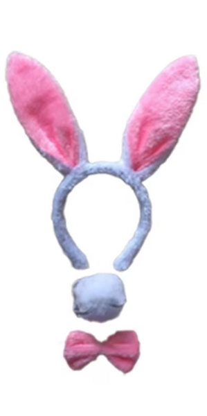 "O" HEAVENS COSTUME BUNNY SET 3 PIECE BENDY EARS WHITE ONE SIZE
